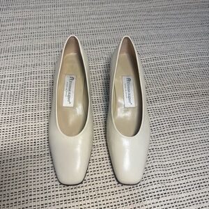 Etienne Aigner Cream Square-Toe Pumps